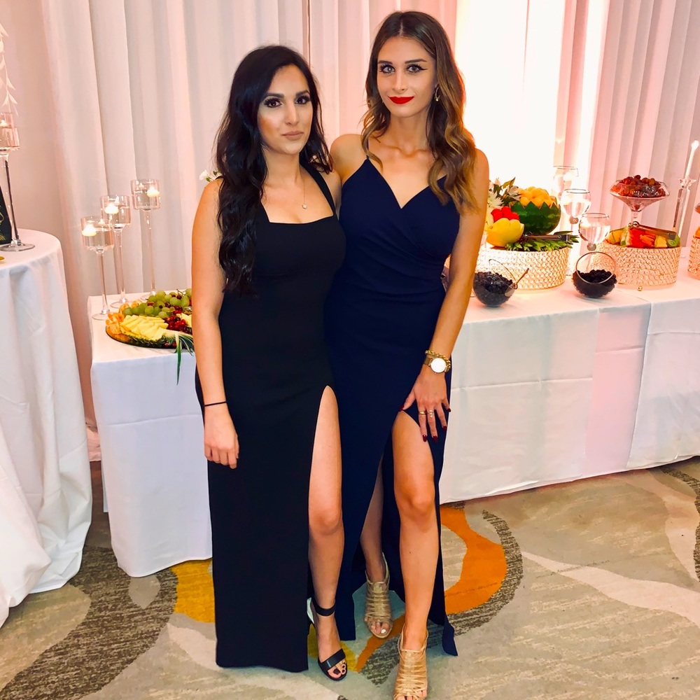 Windsor floor length navy dress